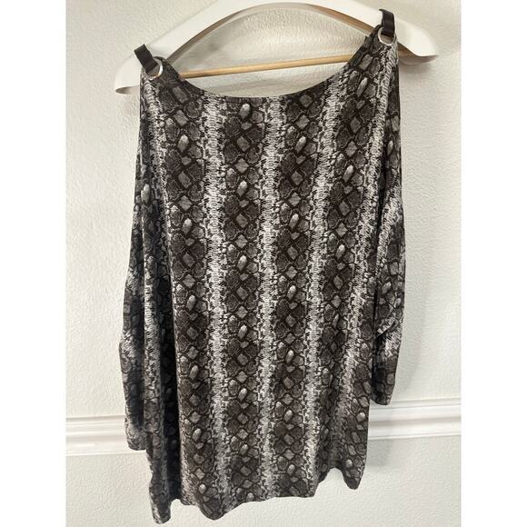 Michael Michael Kors Cold Shoulder Top, Womens Large, Animal Print - Picture 5 of 6